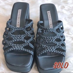 Bandolino Size 7M Blue Wedge Braided Sandals